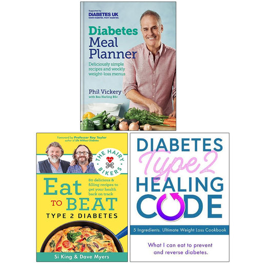 Diabetes Meal Planner [Hardcover], The Hairy Bikers Eat to Beat Type 2 Diabetes & Diabetes Type 2 Healing Code 3 Books Collection Set - The Book Bundle
