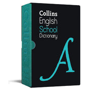 Collins School Dictionary Gift Edition by Collins Dictionaries, open to pages showing alphabetical entries and colorful illustrations.