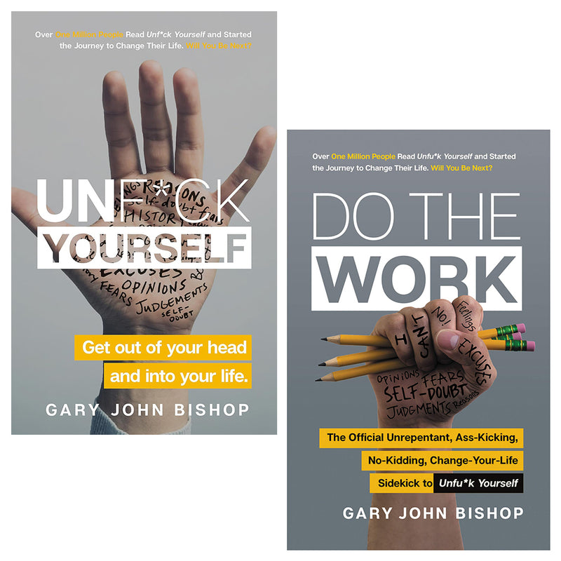 Two paperback books from the Unfu*k Yourself 2 Books Collection by Gary John Bishop, with yellow and black cover designs.