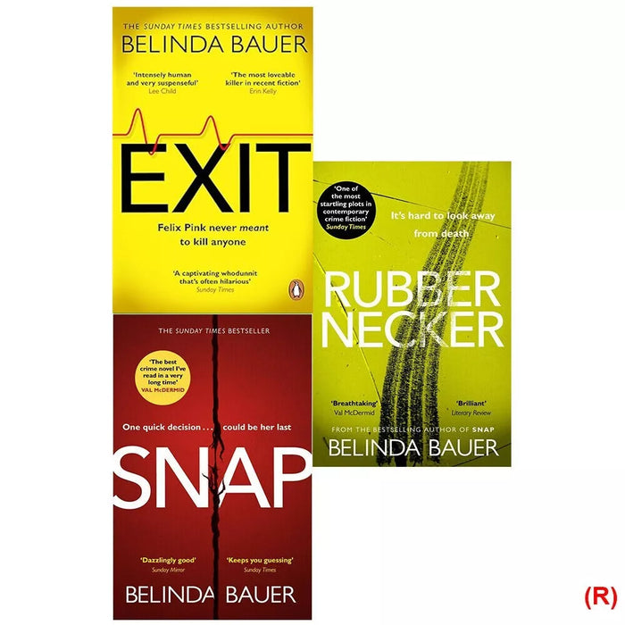 Belinda Bauer 3 Books Collection Set (Exit, Rubbernecker, Snap Sunday Times) - The Book Bundle