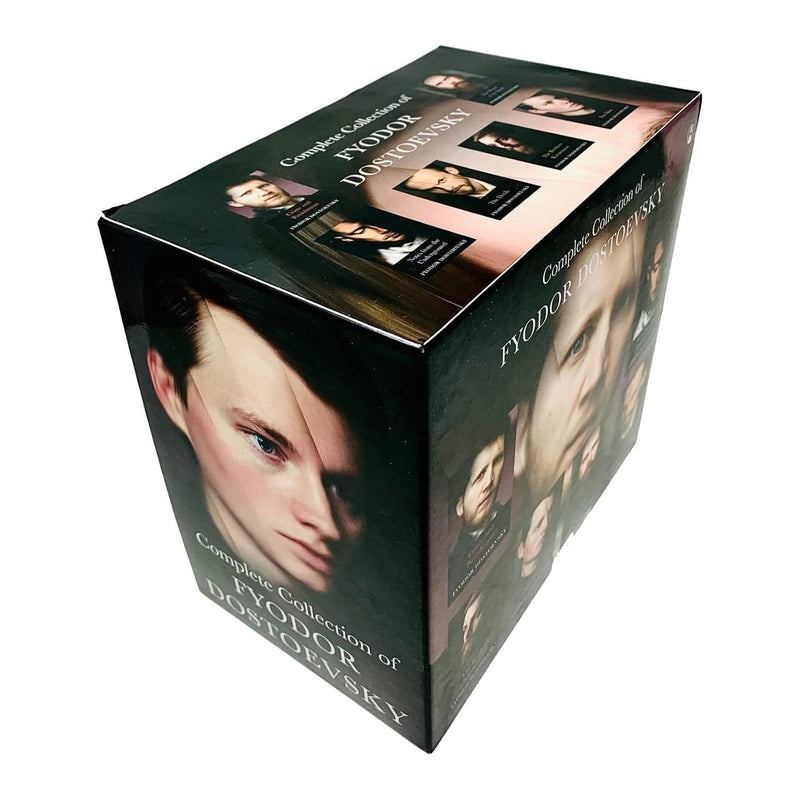 Complete set of Fyodor Dostoevsky's classic editions including Notes from the Underground, featuring six books in a boxed collection.
