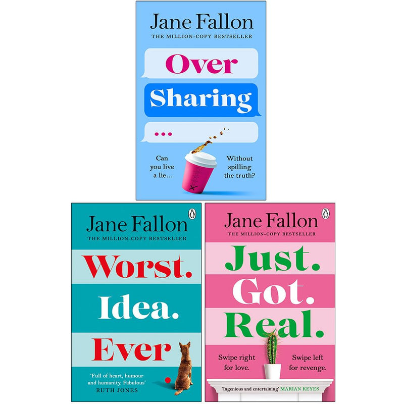 Jane Fallon Collection 3 Books Set (Over Sharing [Hardcover], Worst Idea Ever, Just Got Real) - The Book Bundle