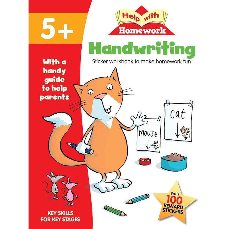 Age 5+ Key Skills Help With Homework 5 Books Collection Set with Stickers (Maths, Handwriting, Adding & Subtracting, Spelling, Reading & Writing) - The Book Bundle