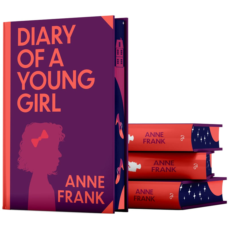 Cover of "The Diary of a Young Girl" by Anne Frank, a Wilco International LLP publication with sprayed edge design.