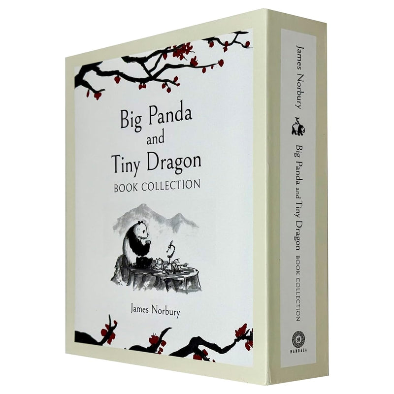 Set of two James Norbury Big Panda and Tiny Dragon books by Michael Joseph, featuring colorful illustrated covers with panda and dragon characters.