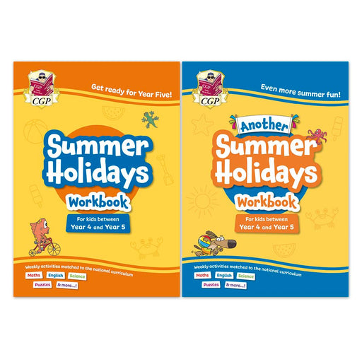 CGP Summer Holidays Activity Workbooks 2-book set for ages 8–9, non-fiction paperback covers
