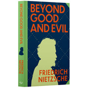 Book cover of "Beyond Good and Evil" by Friedrich Nietzsche, published by Wilco International LLP, featuring a sprayed edge design.