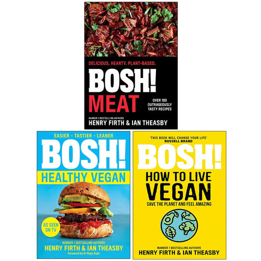 Bosh Meat [Hardcover], BOSH Healthy Vegan, Bosh How To Live Vegan By Henry Firth & Ian Theasby 3 Books Collection Set - The Book Bundle