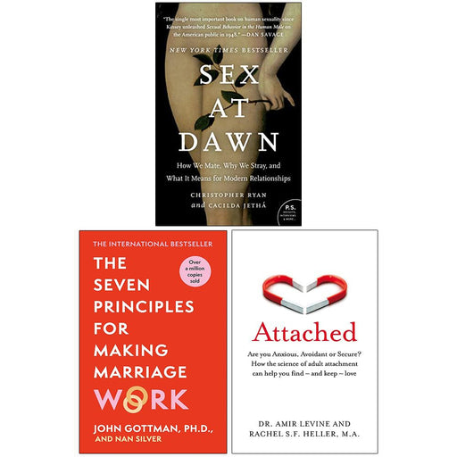 Seven Principles For Making Marriage Work,Attached, Sex at Dawn 3 Books Set NEW - The Book Bundle