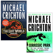 Paperback collection of Michael Crichton's The Lost World and Jurassic Park books, featuring iconic dinosaur adventure covers.