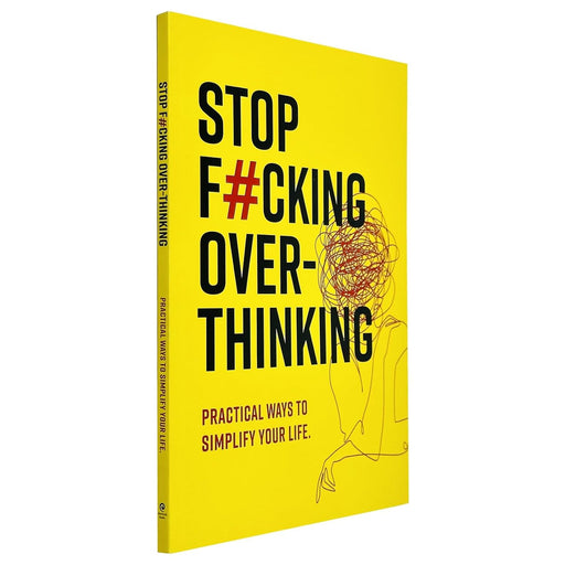 Cover of "Stop F*king Over-thinking" book by Chartwell Books featuring bold title and calming background design.