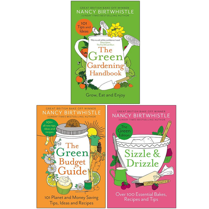 Nancy Birtwhistle Collection 3 Books Set (The Green Gardening Handbook, The Green Budget Guide & Sizzle & Drizzle) Hardcover - The Book Bundle