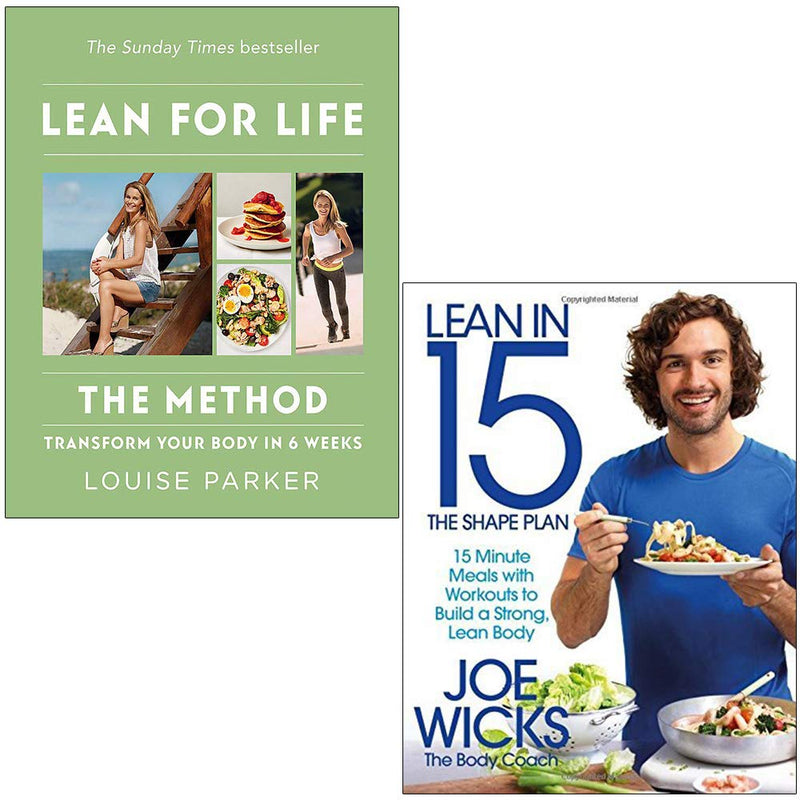 Set of two books by Louise Parker and Joe Wicks, "Lean for Life" and "The Shape Plan," featuring health and fitness guidance.
