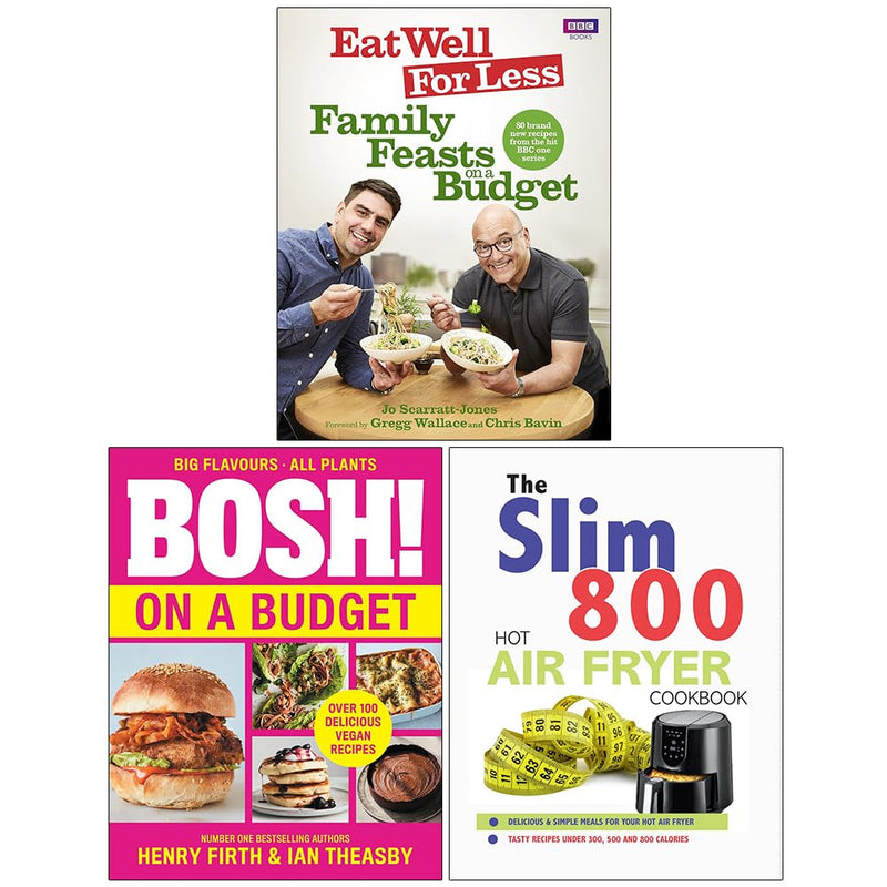 Eat Well For Less, BOSH On A Budget & Slim 800 Hot Air Fryer Cookbook 3 Books Collection Set - Non Fiction - Paperback