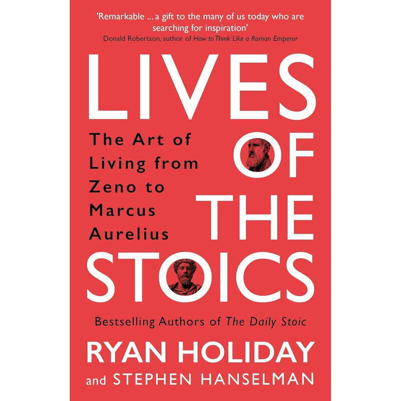 Set of three non-fiction books including The Daily Stoic, journal, and Lives of the Stoics by Ryan Holiday and Stephen Hanselman