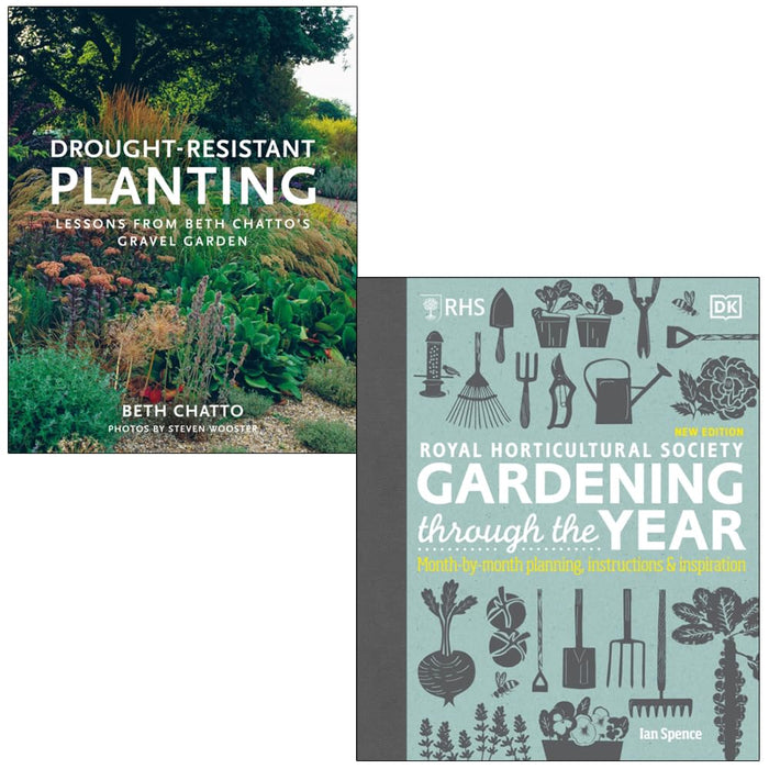 Drought-Resistant Planting, RHS Gardening Through the Year(HB) 2 Books Collection Set - The Book Bundle
