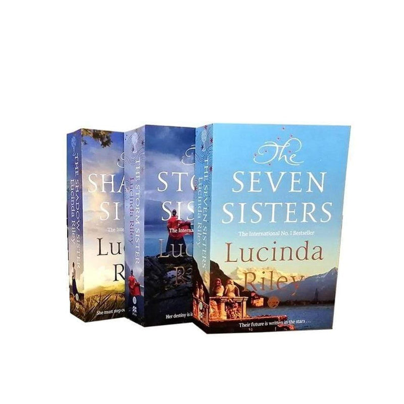 Three paperback copies of "The Seven Sisters" by Lucinda Riley, fiction book set with pan cover design.