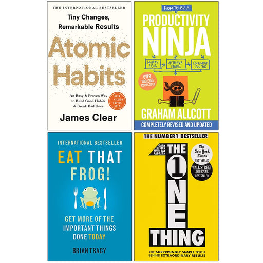 Atomic Habits, One Thing, How to be a Productivity Ninja, Eat That Frog! 4 Books Collection Set - The Book Bundle