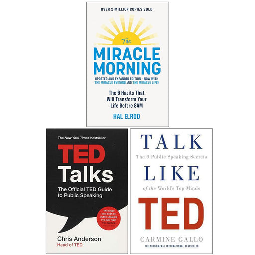 The Miracle Morning, Ted Talks, Talk Like Ted 3 Books Collection Set - The Book Bundle