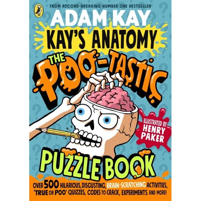 Set of five Adam Kay books including Kay's Anatomy, Marvellous Medicine, Inventions, Dexter Procter, and The Poo-tastic Puzzle Book.