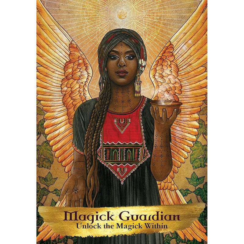Angels and Ancestors Oracle Cards deck by Kyle Gray and Lily Moses, featuring 55 illustrated cards and guidebook for spiritual insight.