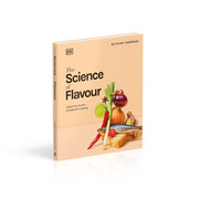 Hardcover book titled "The Science of Flavour" by Dr. Stuart Farrimond, featuring a colorful cover with culinary illustrations.