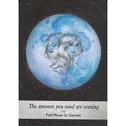 Moonology Oracle Cards deck by Yasmin Boland and Nyx Rowan, showing a spread of colorful moon-themed cards on a white background.