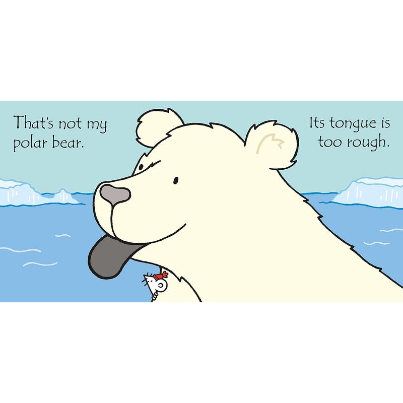 Cover of "That's Not My Polar Bear" children's board book by Fiona Watt, featuring a cute polar bear illustration for kids.