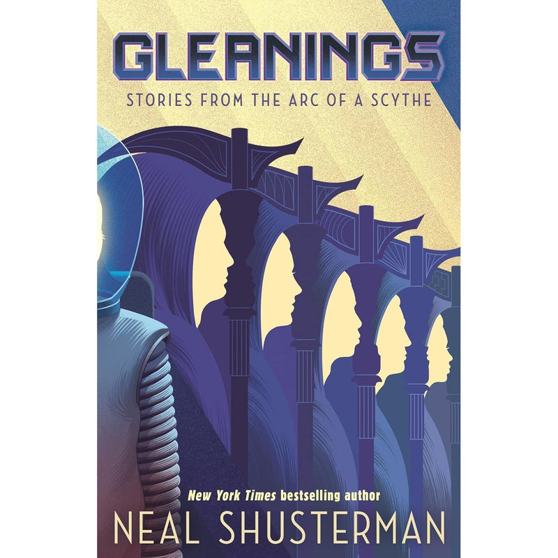 Set of four Neal Shusterman Scythe series books by Walker Ltd, including The Toll, Thunderhead, Scythe, and Gleanings.