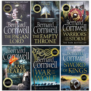 Six paperback books from The Saxon Tales collection by Bernard Cornwell, featuring historical fiction with medieval and Viking themes.