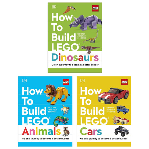 How to Build LEGO Series 3 Books Collection Set (How to Build LEGO Cars, How to Build LEGO Dinosaurs and How to Build LEGO Animals) - The Book Bundle