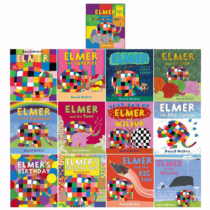 Elmer 13 Books Collection Set Children Picture Flats by David McKee Including World Book Day 2024(Elmer and the Patchwork Story, Super El, Elmer, Lost Teddy, Race, Rainbow, Tune, etc) - The Book Bundle