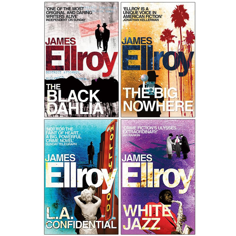 L.A. Quartet noir collection set by James Ellroy, four fiction books in mixed formats, published by Windmill Books Ltd.