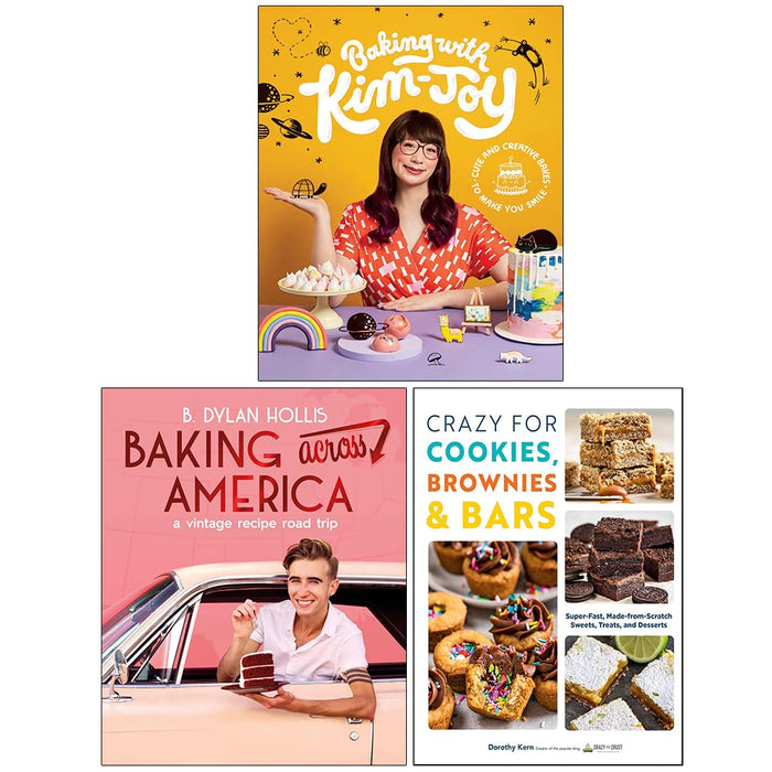 Baking Across America, Baking with Kim-Joy, Crazy For Cookies Brownies & Bars 3 Books Collection Set - The Book Bundle