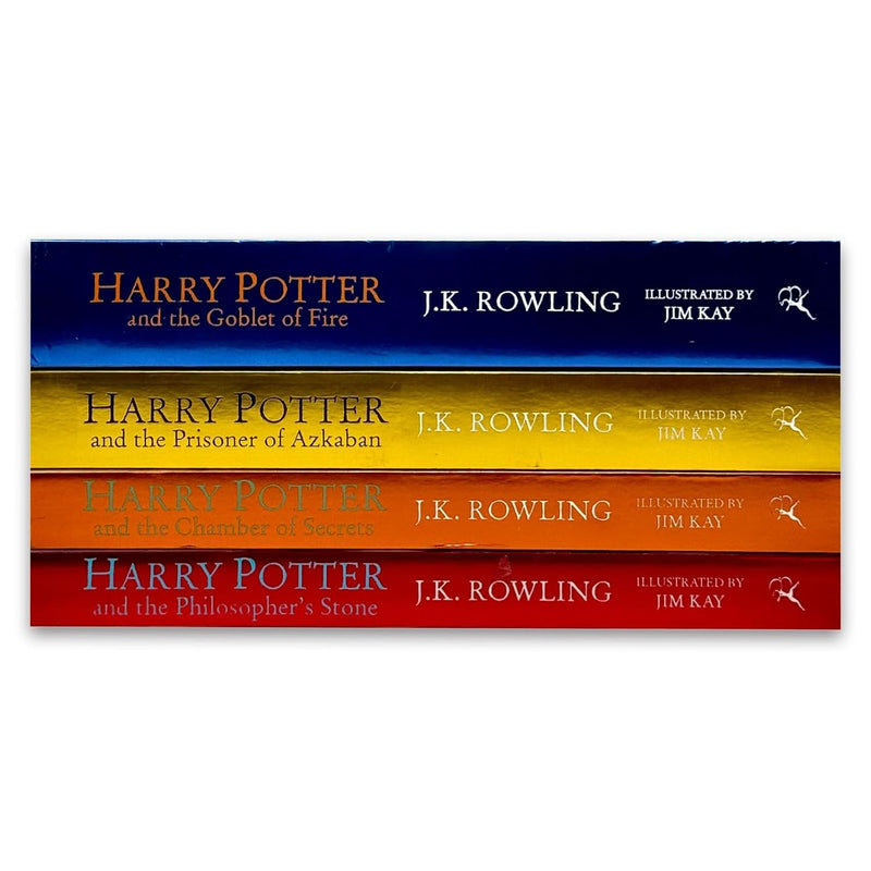 Harry Potter Illustrated Edition Series 1-4 Books Collection Set by J.K. Rowling - Fiction - Paperback