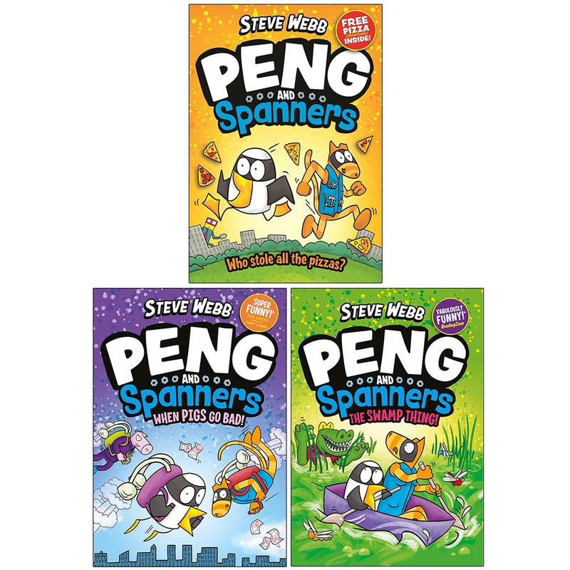 Peng and Spanners Series 3 books collection set by Steve Webb, paperback fiction with colorful cover illustrations.