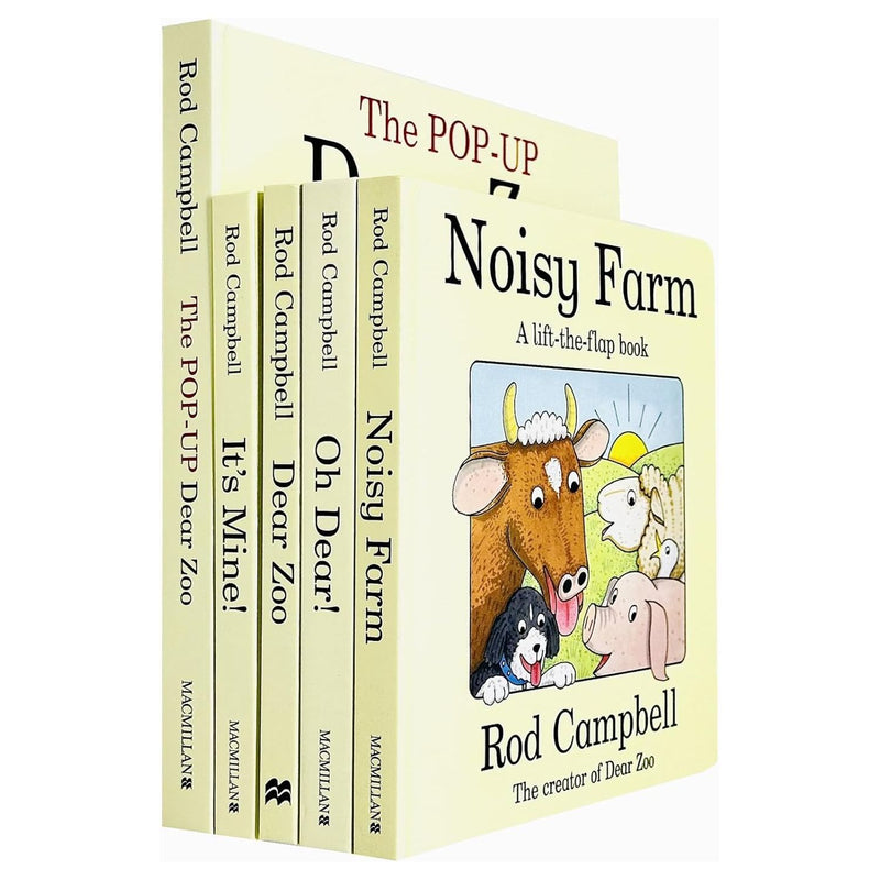 Rod Campbell Collection 5 Books Set (Noisy Farm, Oh Dear!, Dear Zoo, It's Mine! & The Pop-Up Dear Zoo) - The Book Bundle
