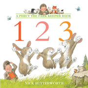 Set of seven Percy the Park Keeper paperback books by Nick Butterworth, featuring colorful illustrations of woodland scenes.