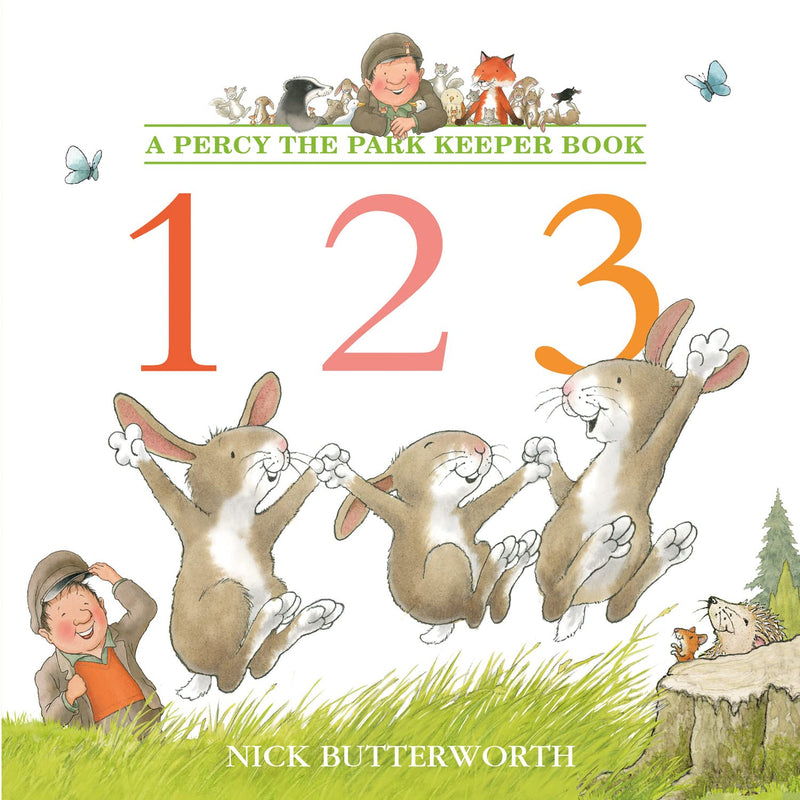Set of seven Percy the Park Keeper paperback books by Nick Butterworth, featuring colorful illustrations of woodland scenes.