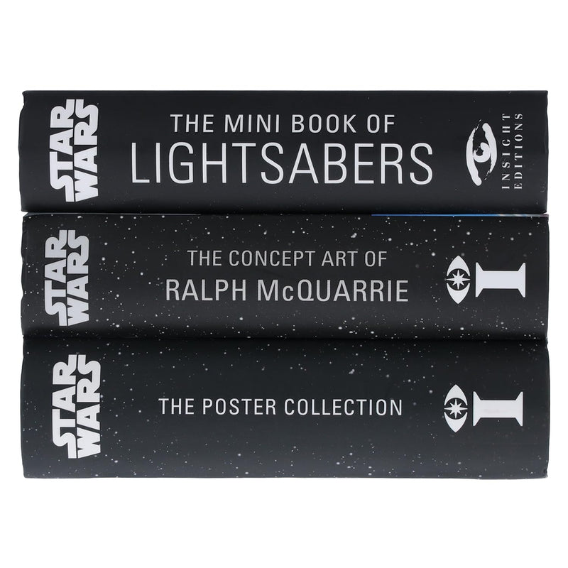 Star Wars 3 Mini Books collection set featuring lightsaber designs and Ralph McQuarrie concept art, by Insight Editions UK LTD.