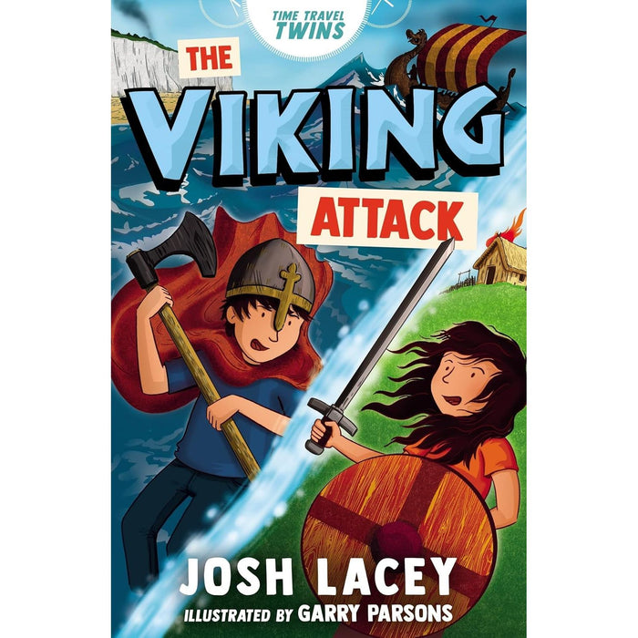 Time Travel Twins Series 4 Books Collection Set by Josh Lacey (Viking Attack, Stone Age Clash, Roman Invasion, Maya Sacrifice) - The Book Bundle