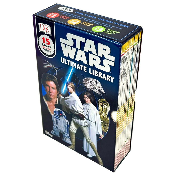 Star Wars Ultimate Library 15-book collection box set featuring paperback editions by DK Publishing with cover art by Simon Beecroft and others