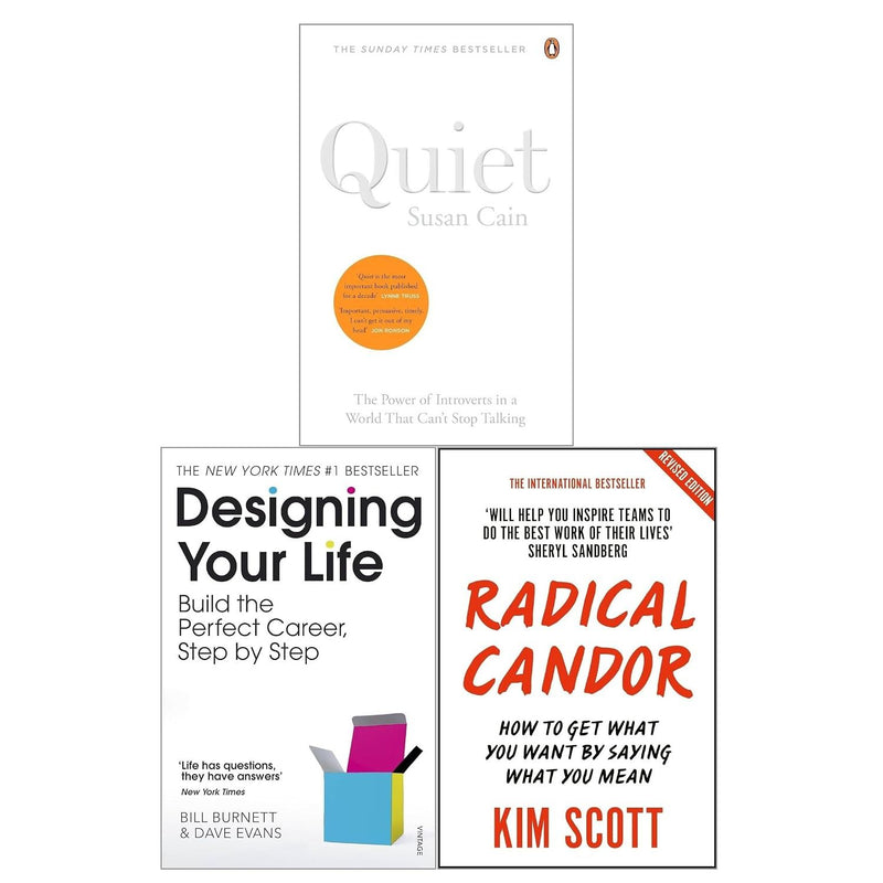 Designing Your Life & Radical Candor & Quiet 3 Books Collection Set - Non Fiction - Paperback