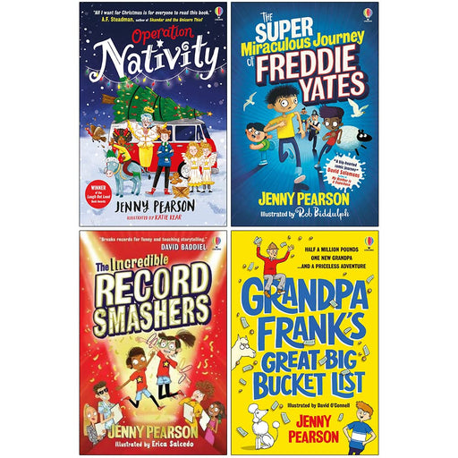 Jenny Pearson Collection 4 Books Set (Operation Nativity [Hardcover], The Super-Miraculous Journey of Freddie Yates, The Incredible Record Smashers, Grandpa Frank's Great Big Bucket List) - The Book Bundle