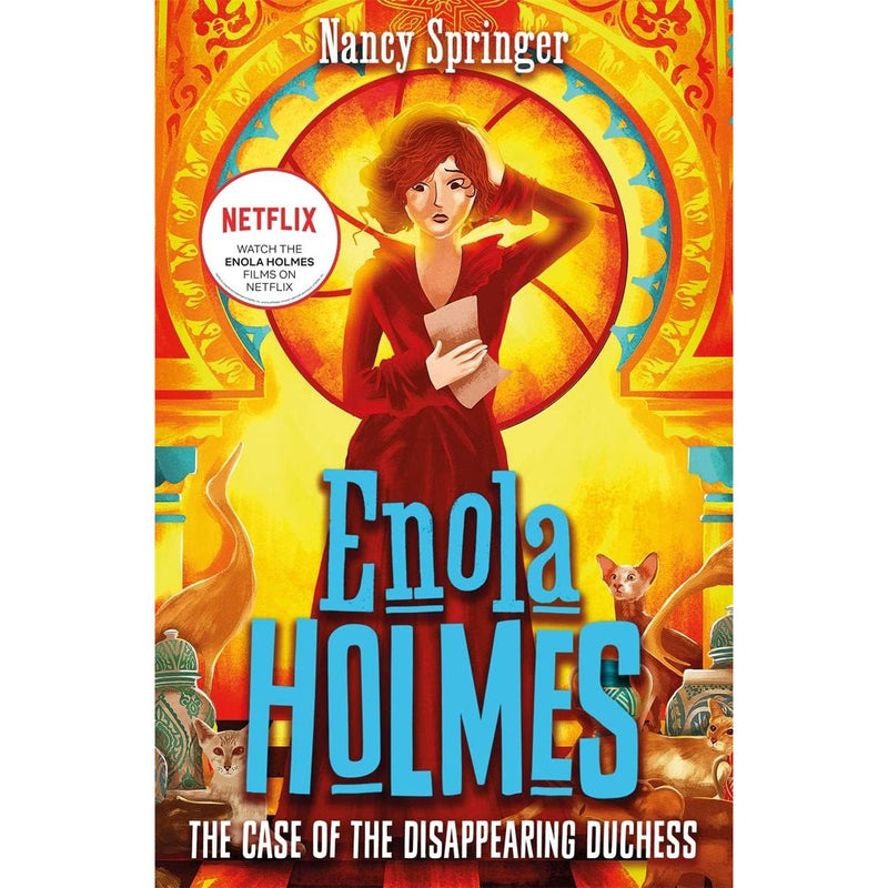 Enola Holmes book collection by Nancy Springer, featuring nine mystery novels including The Case of the Missing Marquess, published by Hot Key Books.