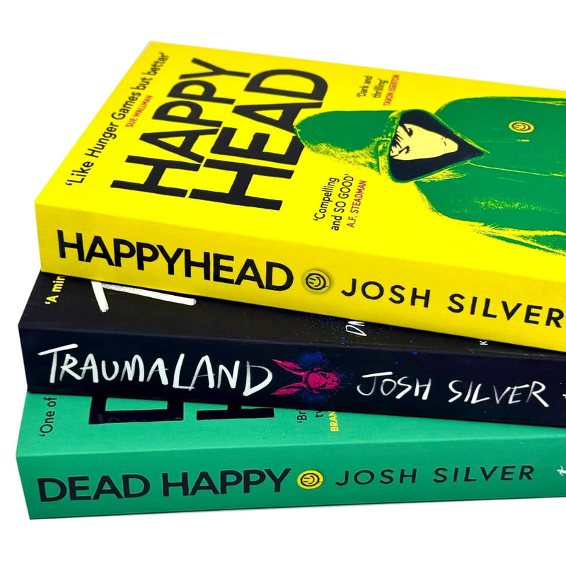 Set of three books from the Happy Head Series by Josh Silver, including Happy Head, Dead Happy, and Traumaland, published by Oneworld.