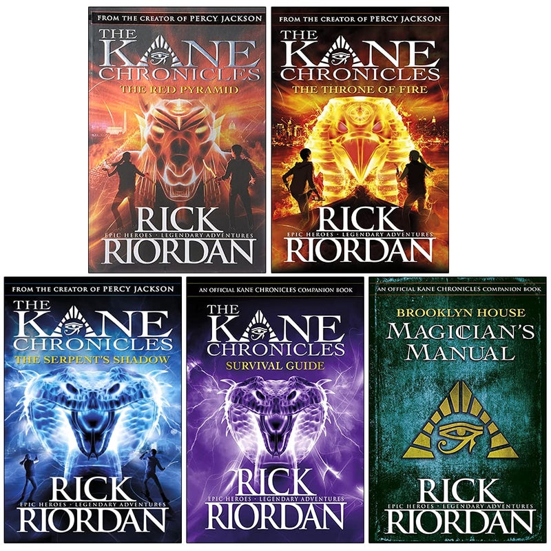 The Kane Chronicles 5 Books Set By Rick Riordan (The Red Pyramid, Throne of Fire, Serpent's Shadow, Survival Guide, Brooklyn House) - The Book Bundle