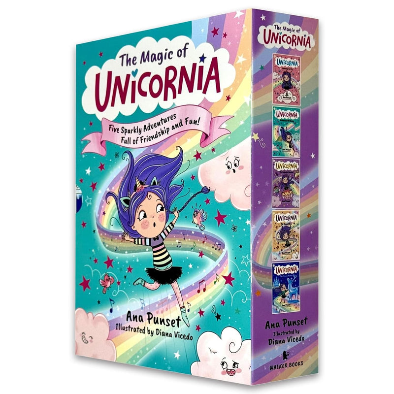 Unicornia Series 5 Books Collection Set By Ana Punset(Learning to Fly,A Magical Birthday,The Cupcake Contest,The Dance Show &The Frozen Palace)