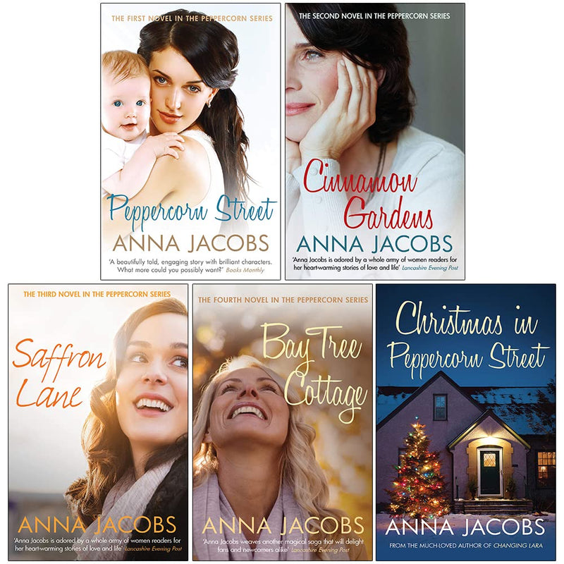 Peppercorn series 5 books set By  Anna Jacobs (Peppercorn Street, Cinnamon Gardens, Saffron Lane, Bay Tree Cottage, Christmas in Peppercorn Street) - The Book Bundle