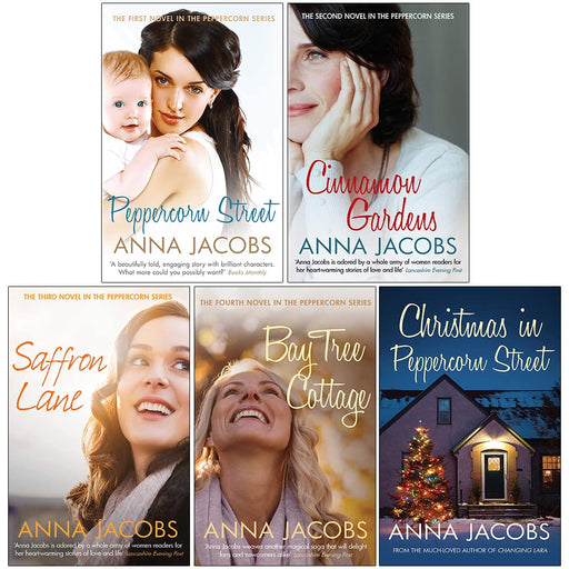 Peppercorn series 5 books set By  Anna Jacobs (Peppercorn Street, Cinnamon Gardens, Saffron Lane, Bay Tree Cottage, Christmas in Peppercorn Street) - The Book Bundle